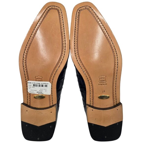 NEW Belvedere Exotic Navy Blue Crocodile Dress Shoes Men size 15 Split-toe Derby main image 5